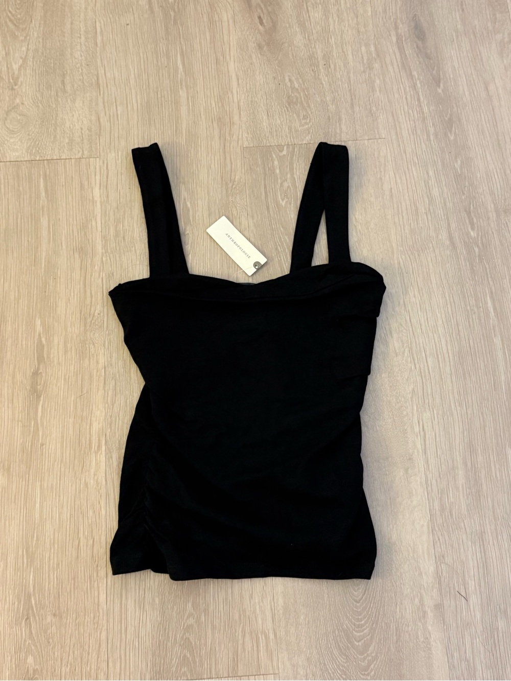 nwt anthropologie Maeve XXS black RUCHED TANK cotton